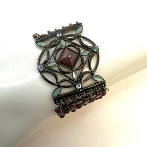 Red and blue beaded stretchy bracelet